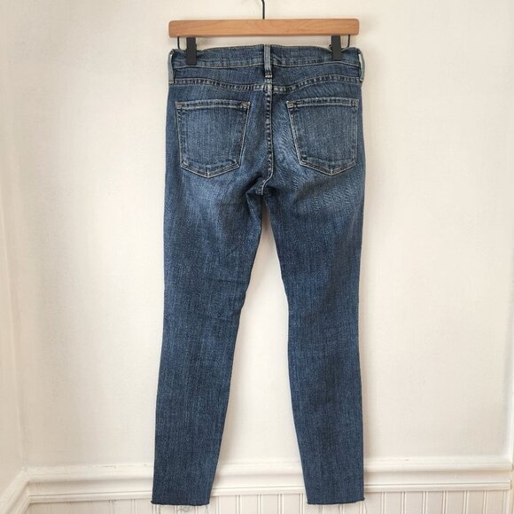 Frame Denim Le Skinny de Jeanne Medium Wash Stretch Skinny Jeans Distressed 26 - Picture 3 of 9